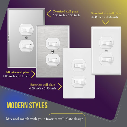 15A 120V, 82150-WWP, ENERLITES Duplex Double Toggle Light Switch with Wall Plate, Single Pole, Side Wiring, Copper Wire