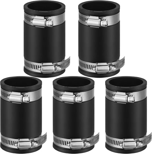 5 Pcs Flexible TPE Coupling with Stainless Steel Clamps for Plastic and Copper Plumbing Connections