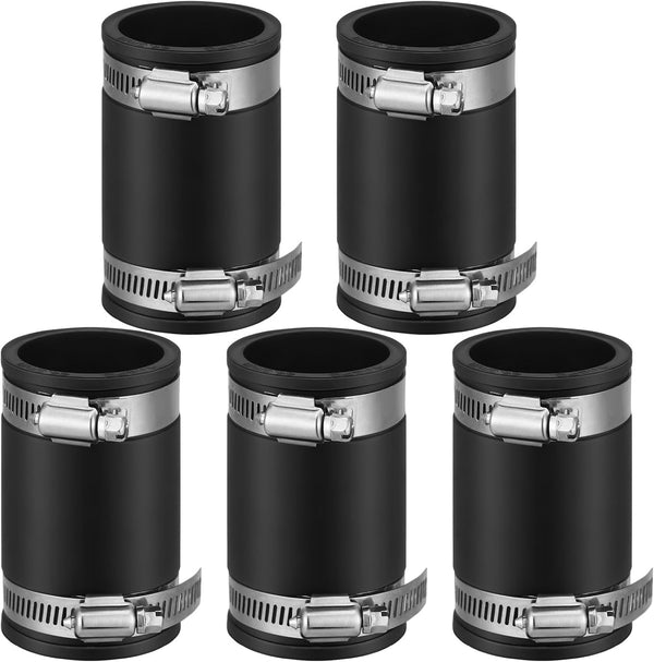 5 Pcs Flexible TPE Coupling with Stainless Steel Clamps for Plastic and Copper Plumbing Connections