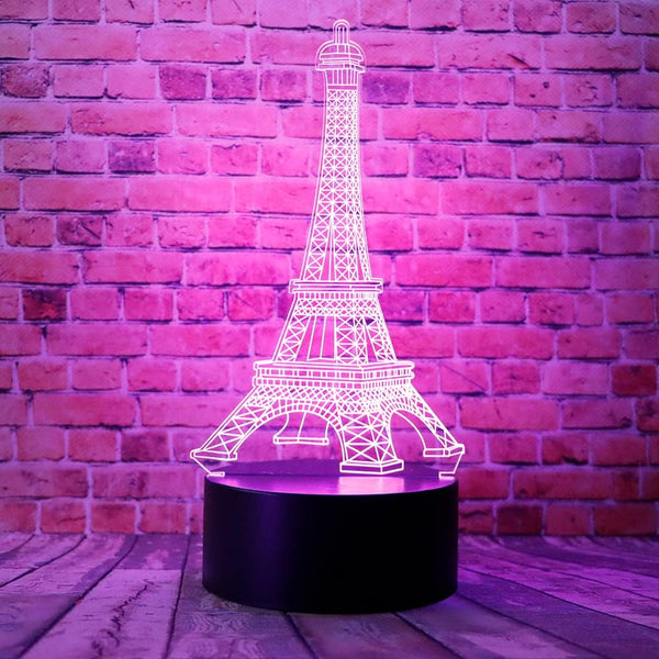 junnire Eiffel Tower 3D LED Visual Acrylic Night Light with Remote 7 Colors