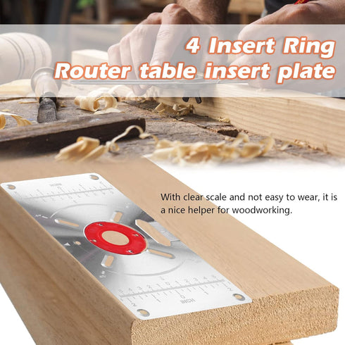 YIWENG Trimming 4 Router Table Insert Plate,Router Table Insert Plate Aluminum Machine Engraving Flip Board with Rings