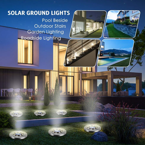 12 Pack OULONGER Solar Lights Outdoor Waterproof, Solar Ground Lights with Large Capacity Battery, High Efficiency