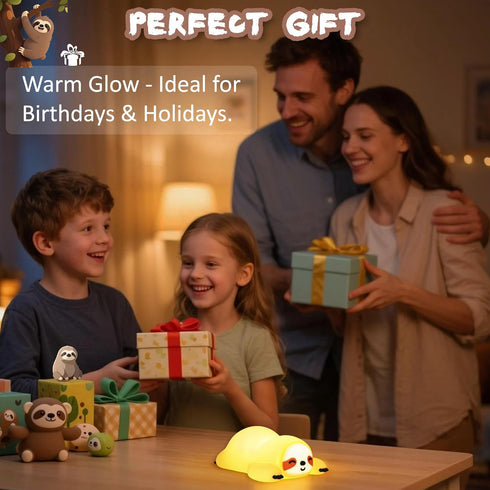 CoolGift Mart Sloth Gifts, Cute Animal Silicone Night Light with USB Rechargeable, Touch Control & Timer, Suitable