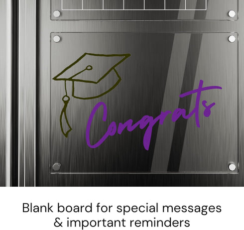 Monthly Magnetic Calendar & Blank Acrylic Dry Erase Board, 16" x 12", Includes 4 Dry Erase Markers