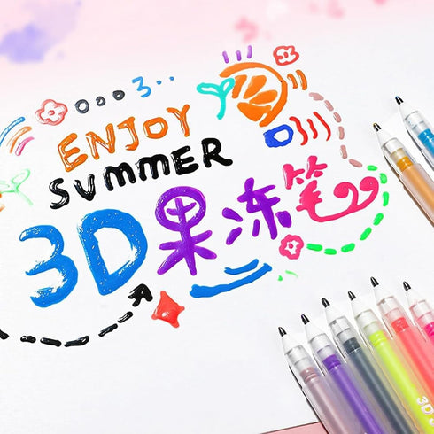 Generic 3D Sets, 2026 3D 3D (6 Jelly Gel Pens New Jelly Glaze Glossy Pens, Colored Gel Pen Suitable for Writing on