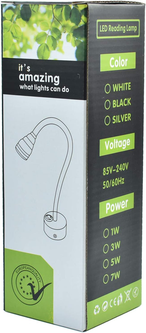 Black Bed Reading Lamps Sconce Wall Mounted Working Focus Light Bedside Headboard Flexible Gooseneck Corded Home Hotel