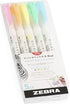 Zebra Mildliner Brush Highlighter Pen - Double Ended Fluorescent Set of 5