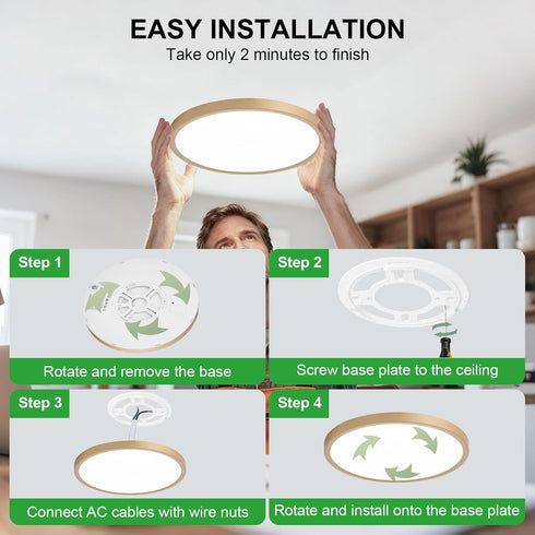 12 inch 1Pack Dimmable 5CCT (2700-6500K) 24W LED Flush Mount Ceiling Light: Super Slim & Kitchen Lighting Fixtures