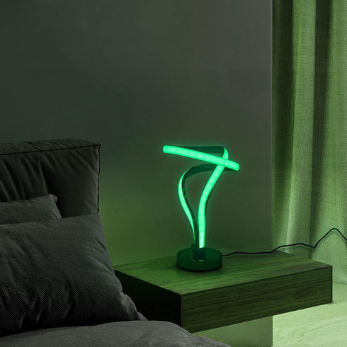 11.8inch-Unique 7 10W OUKANING LED Spiral Table Lamp, RGB Bedside Lamp, Colors Touch Changing Color Nightstand Lamp