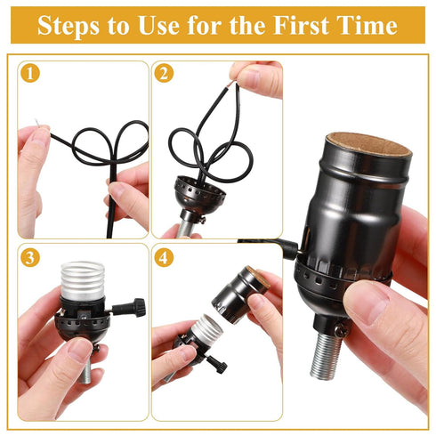 Honoson Lamp Kit for Repair, Replacement for Table Lamps with 3 Way Socket, Lamp Wiring Parts for Antique DIY Light