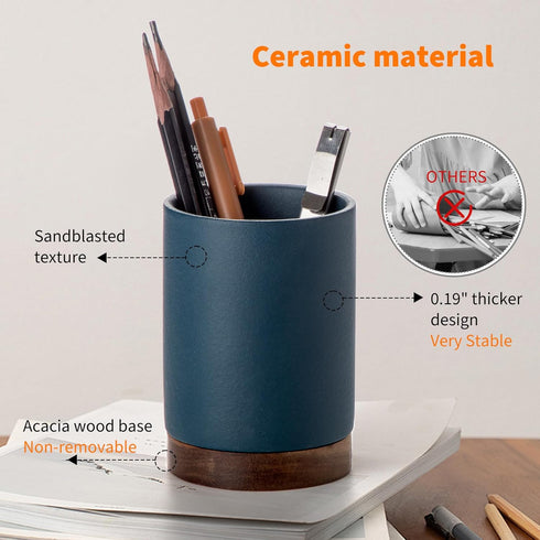 Set 1) Pen Holder for Desk, Ceramic Pencil Organizer & Makeup Brush Holder, Office Decor and Desk AccessoriesPerfect