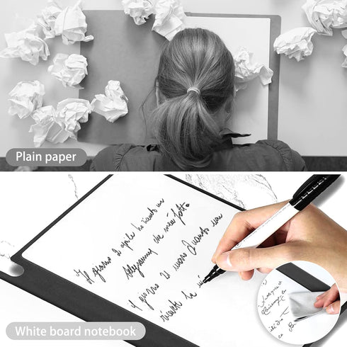 Marte Vanci Whiteboard Notebook, Reusable Dry Erase Pad, A5 Portable with Pen and Wiping Cloth for Notes