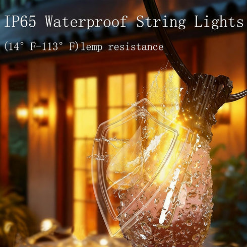 60FT S11 17 Bulbs(1 REEMEER Outdoor String Lights LED Patio with Plastic Spare),Waterproof Connectable Hanging Lights