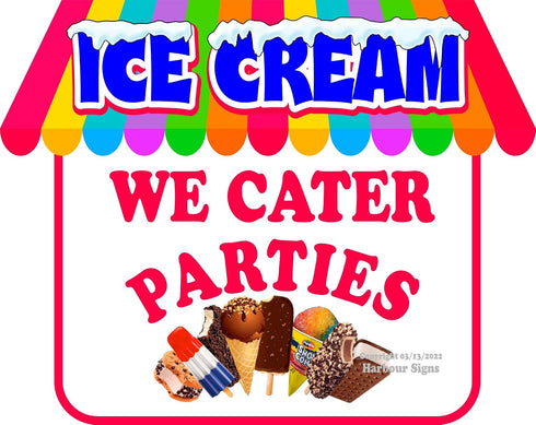 Generic Ice Cream We Cater Parties Decal Concession Food Truck Vinyl Sticker by