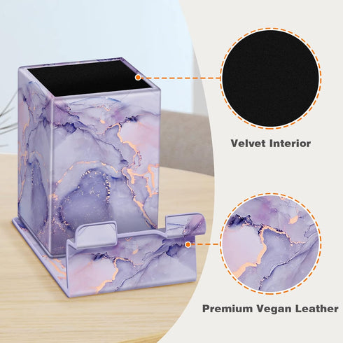 Fintie Pencil Holder with Magnetic Base, Eyeglasses Holder Stand, Desktop Organizer for Office Supplies (Lilac Marble)