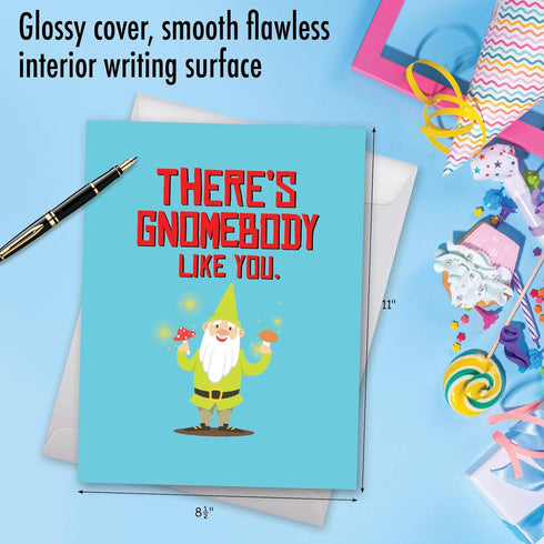 The Best Card Company Big Funny Birthday Paper Card 8.5 x 11 Inch with Envelope - Jumbo Garden Gnomes