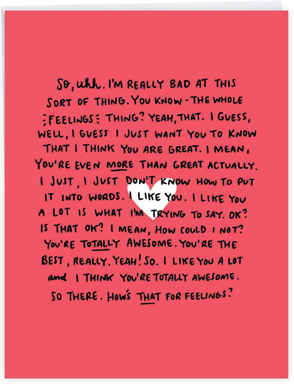 NobleWorks Large Valentine's Day Card, Funny Vday Humor, 8.5 x 11 Inch, Awkward Feelings J6784VDG