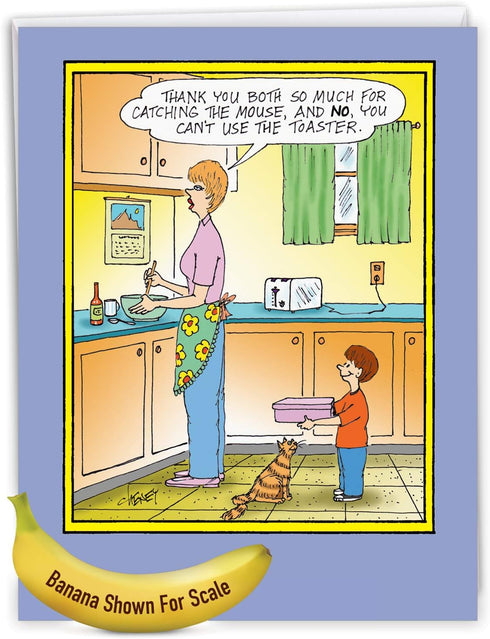 NobleWorks Funny Mother's Day Greeting Card, Jumbo Comic, 8.5 x 11 Inch, Cartoon Humor for Mom