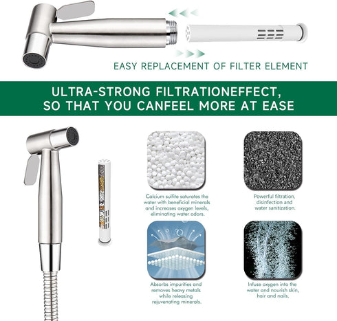 2 4ft Set, Handheld Bidet Sprayer with Replacement Filters for Toilet, Muslim Shower for Feminine Wash & Cloth Diaper