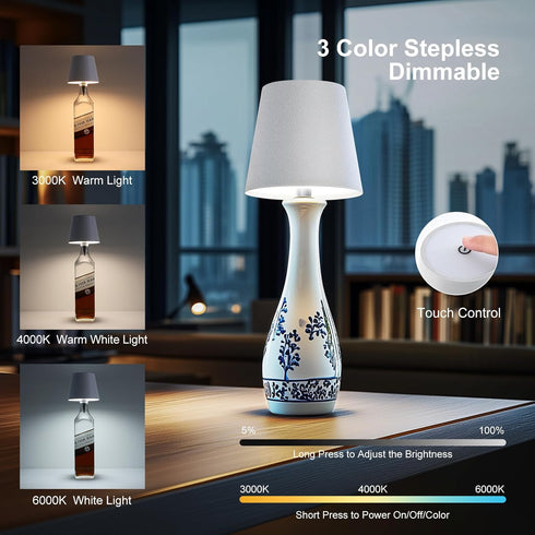 2024 3 1PC) Wireless Bottle Lamp, New Color Rechargeable Wine Bottle Lights for Bars Restaurants (Bronze, v