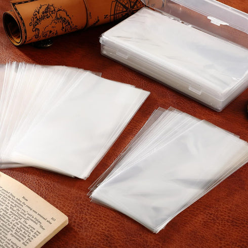 Shappy 301 Pieces Paper Money Holders with 2 Pcs Plastic Storage Case, Clear Currency Sleeves for Cash Dollar Currency