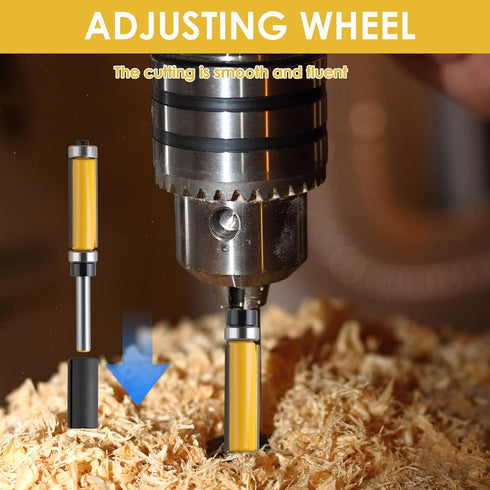 Nextpal 3 Set 1/4 Inch Trimming Pcs Double Bearing Flush Trim Router Bits with Converter, Shank Carbide Top and Bottom