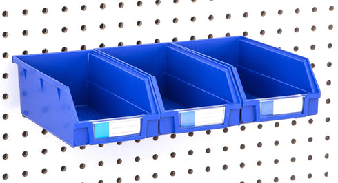 Pegboard Bins 3 Pack Extra Large Blue for Organizing Hardware, Accessories, Craft Room, Tool Shed