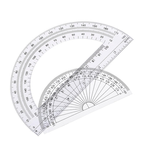 eBoot Plastic Protractor, 180 Degrees, 4 Inch and 6 Inch, Clear, 2 Pieces