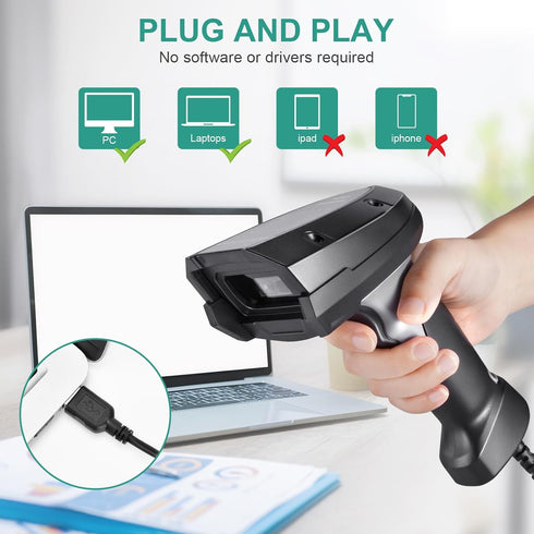 onewscan 1D 2D&PDF417 640 480 CMOS Handheld Barcode Scanner, QR Code Scanner USB Wired Data Matrix x Image Automatic