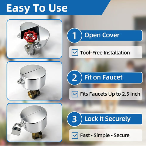 BOMAOO 2 (1.32.5 Inch Outdoor Faucet Lock, Stainless Steel Water Spigot Lock with Padlock, Hose Bib & Gate Valve Lock