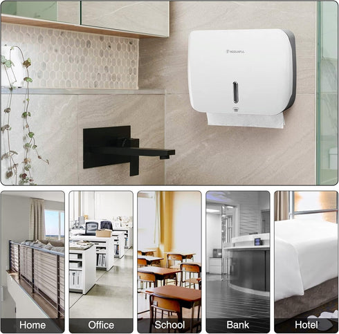 Paper Towel Dispenser Wall Mount: No Drill Adhesive Z-fold Multifold Paper Towel Dispenser, Compact Design for Family