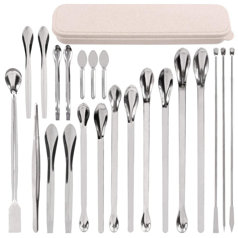 Tanstic 23Pcs Stainless Steel Lab Spatula Micro Scoop Set, Includes 22pcs Laboratory Tiny Mixing Tools