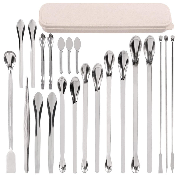 Tanstic 23Pcs Stainless Steel Lab Spatula Micro Scoop Set, Includes 22pcs Laboratory Tiny Mixing Tools