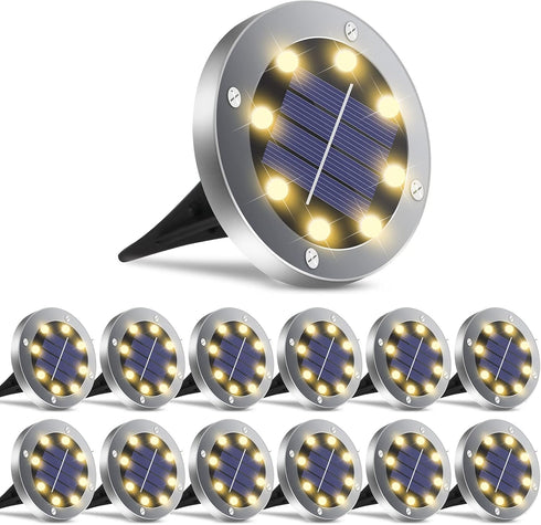 OULONGER Solar Lights Outdoor Waterproof, 12 Pack Solar Ground Lights with Large