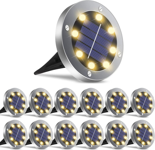 OULONGER Solar Lights Outdoor Waterproof, 12 Pack Solar Ground Lights with Large