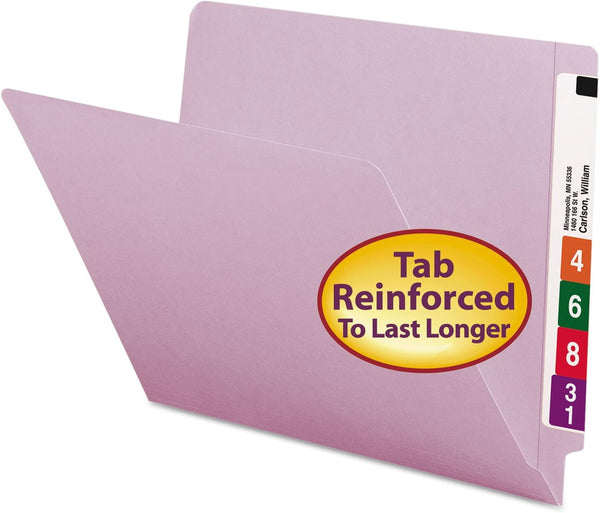 Smead End Tab File Folder - Shelf-Master Reinforced Straight-Cut Tab, Lavender, 100 Per Box