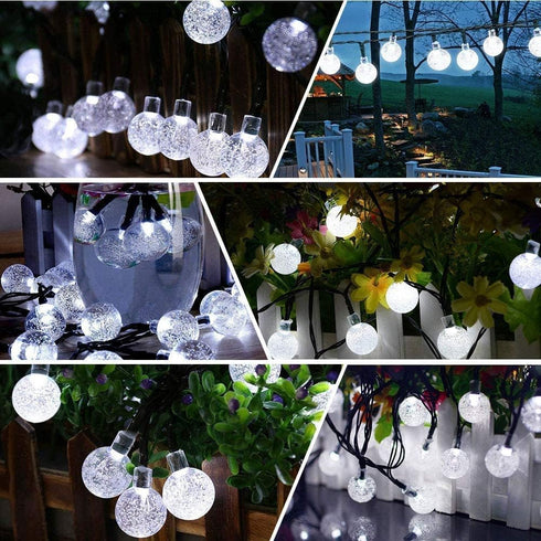 Waterproof,50LED Lights,8 7M/24Ft Solar String Lights Outdoor Crystal Globe Solar String Mode Outdoor Solar Powered
