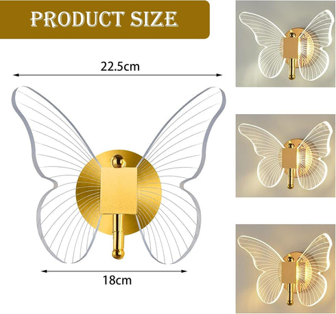 Anuizxz 12W 3000K 4000K 6000K Butterfly-Shaped Wall Lamp LED Wall Sconce, Changeable Warm, Neutral, White Light