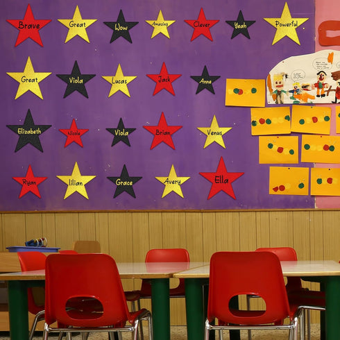 Ctosree 256 Pieces Glitter Star Cutouts, Paper Stars Decorations for Bulletin Board Classroom Movie Night Party Decor