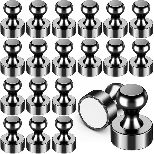 VNDUEEY 20Pcs Strong Black Fridge Magnets, Magnetic Push Pin for Locker, Map, Kitchen, Office, School