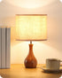 Small Table Lamp, 14.2" Wood Bedside Lamp, Little Cute Desk Lamp with