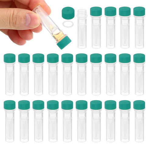 PATIKIL 0.5ml Plastic Cryogenic Vials, 200Pcs Self Standing Screw Top Test Tubes for Lab, Green Cap