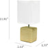 LT1218-BGE 11.81" Simple Designs Mini Cube Faux Stone Ceramic Table Lamp, for Living Room, Bedroom, Office, Beige