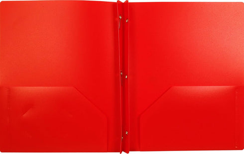 Lion 2-Pocket Plastic Folder with Fasteners, 1 Folder, Red (92310-RD)
