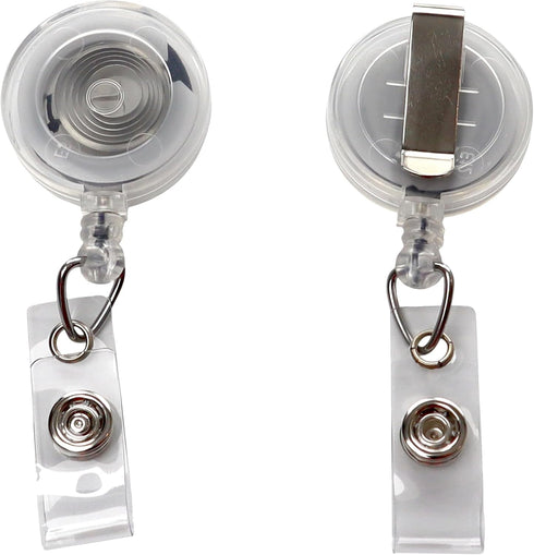 Bulk 25 Pack - Premium Retractable ID & Key-Card Badge Reels with Secure Metal Belt Clip