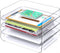 Tomorotec Desk Letter Tray Set, A4 Size Clear PET Stackable Document Organizer, Office Desktop File Paper Holder, Side