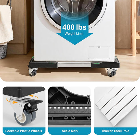 4 Nefish Furniture Dolly Adjustable Mini Fridge Stand with Wheels Washing Machine Stand Mobile Roller with Locking