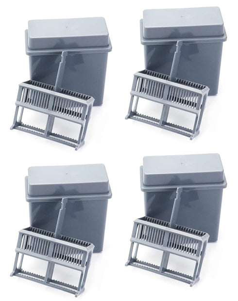 QWORK Microscope Slides Staining Jar and Rack, 24-Slots, 4 Pack, Grey