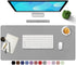 TOWWI PU Leather Desk Pad, Large 32” x 16” Waterproof Writing Mat, Multi-Color Non-Slip Mouse Pad with Suede Base (Gray)