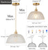 YJQHXY E26 6.56 Modern Textured Glass Pendant Light, Brass Hardwired Ceiling Hanging Light with FT Cord, Clear Dome